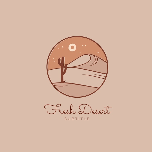 Diseño de logo desierto dibujado a mano