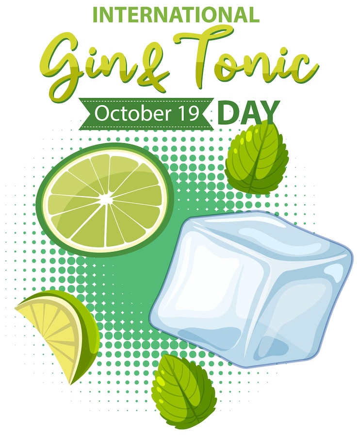 Vector gratuito diseño del logo del día internacional del gin tonic