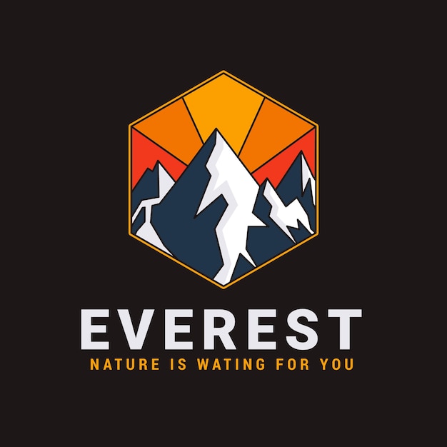 Diseño de logo de everest dibujado a mano