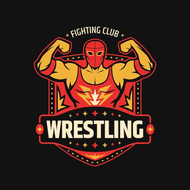 Diseño de logo de lucha libre dibujado a mano