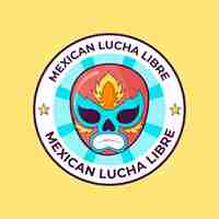 Vector gratuito diseño de logo de luchador mexicano dibujado a mano