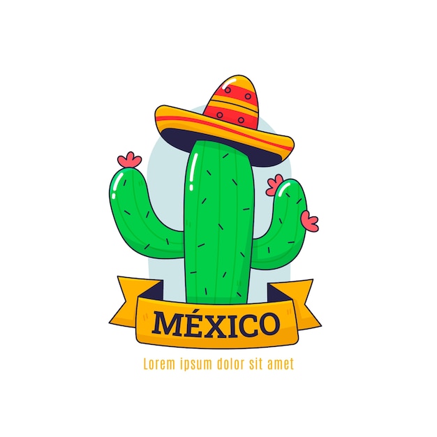 Diseño de logo de méxico dibujado a mano