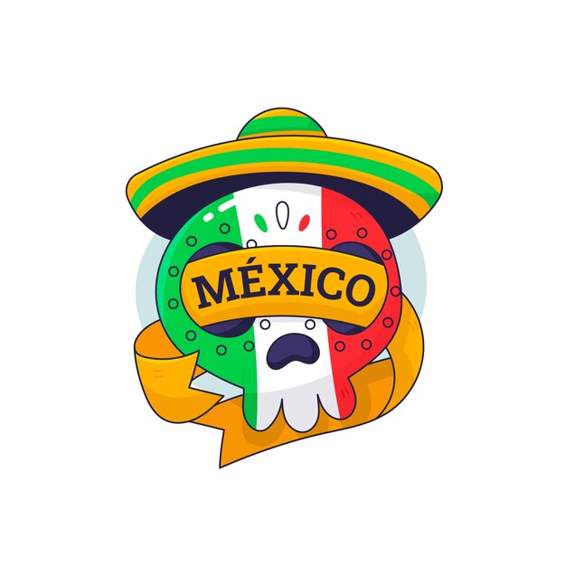 Diseño de logo de méxico dibujado a mano