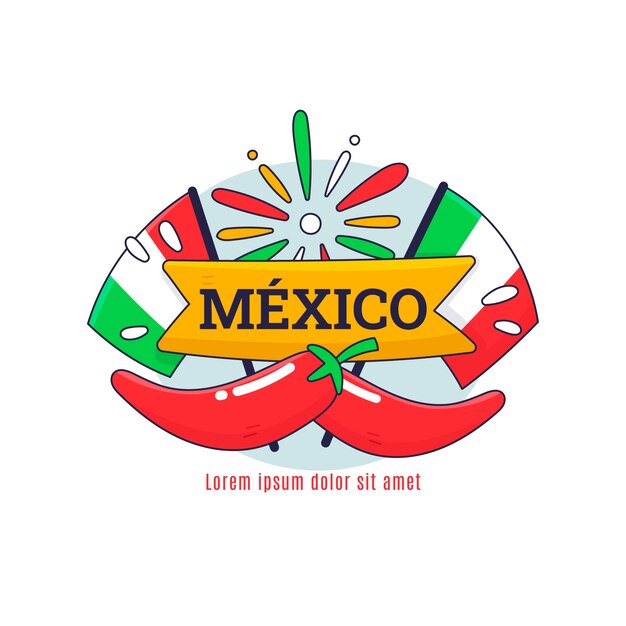 Diseño de logo de méxico dibujado a mano