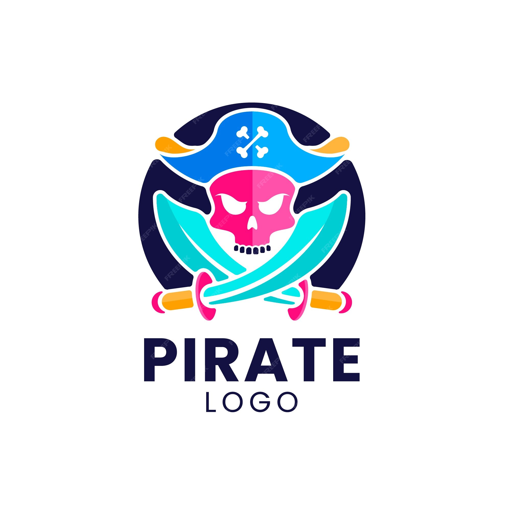 Plantilla de logotipo pirata dibujado a mano