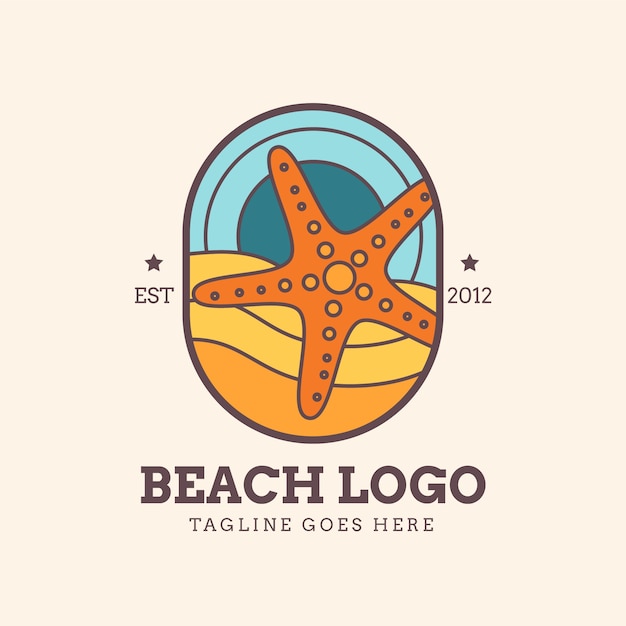Diseño de logo de playa dibujado a mano