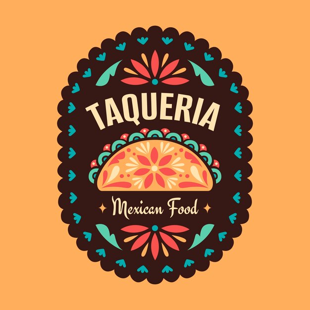 Diseño de logo de taquería dibujado a mano