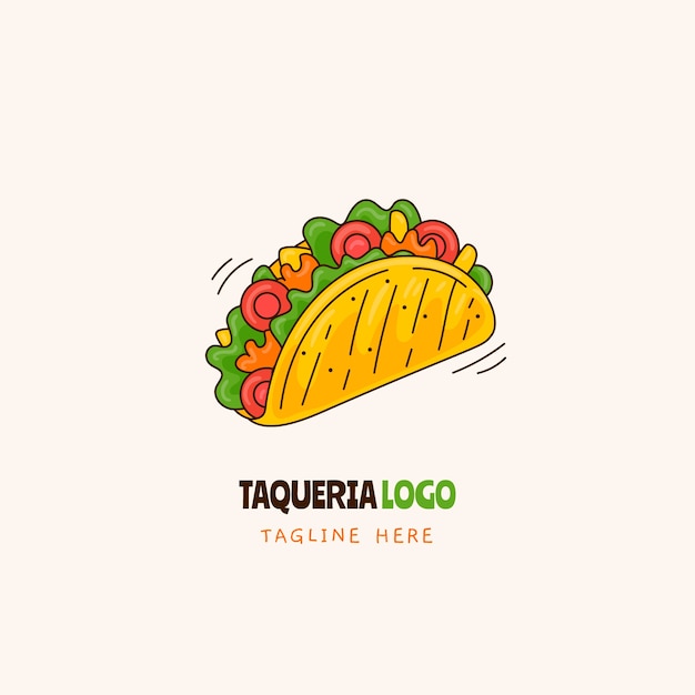Diseño de logo de taquería dibujado a mano