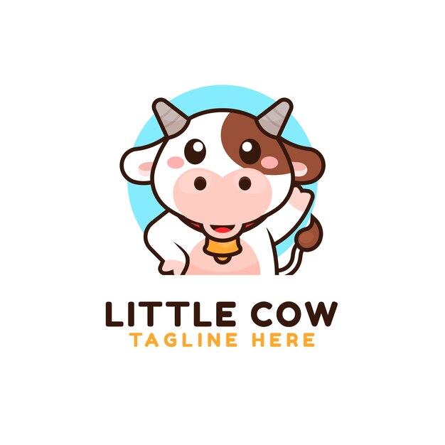 Diseño de logo de vaca dibujado a mano