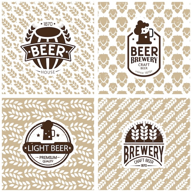 Vector gratuito diseño de logos y emblemas de cervecería.