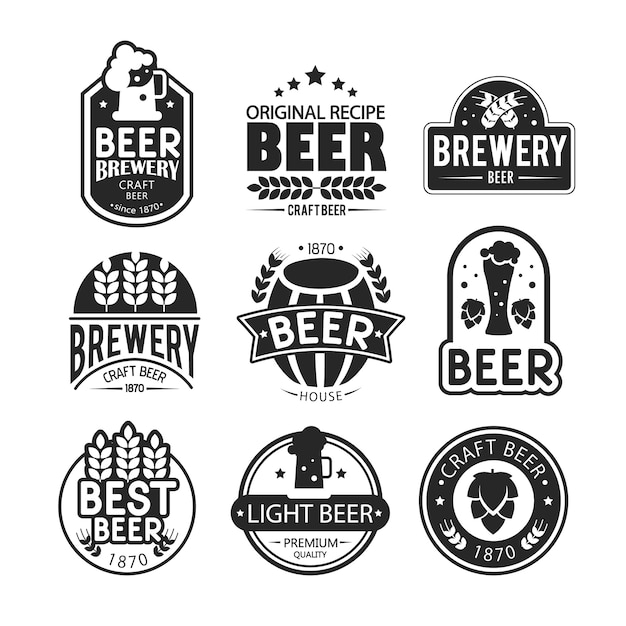 Vector gratuito diseño de logos y emblemas de cervecería.