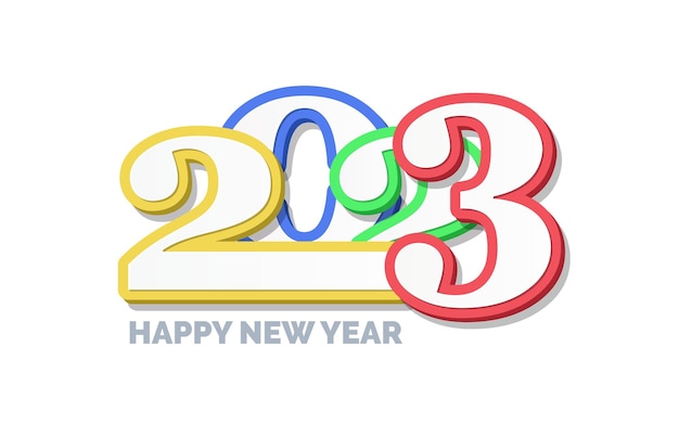 Diseño de logotipo 3D Feliz año nuevo 2023