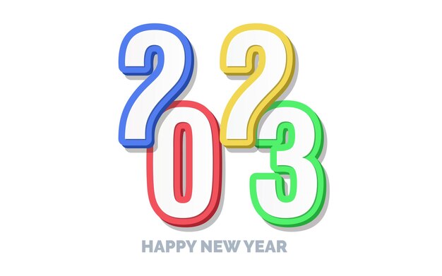 Diseño de logotipo 3D Feliz año nuevo 2023