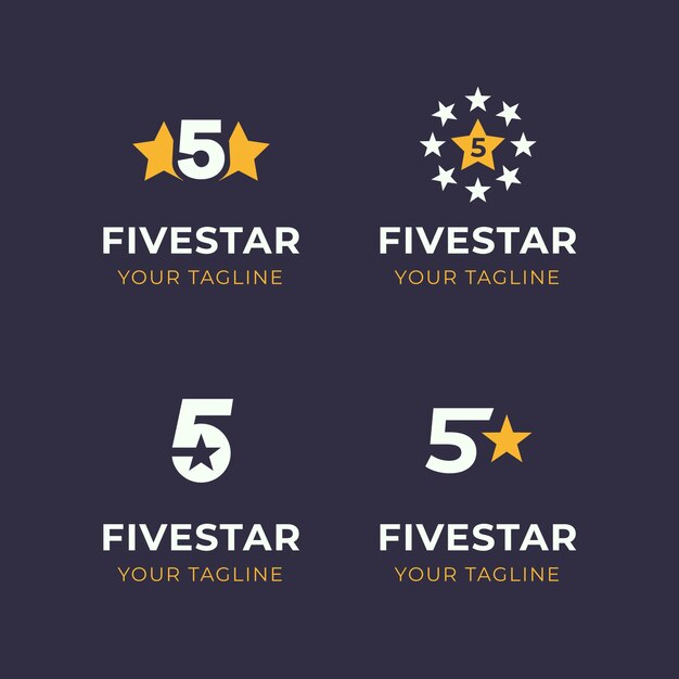 Diseño de logotipo de 5 estrellas de diseño plano