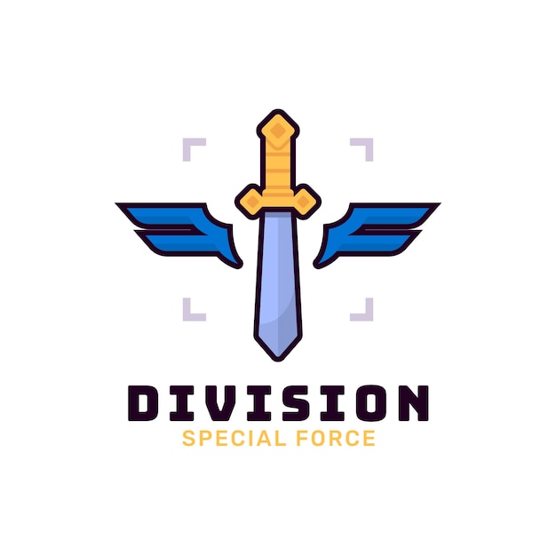 Diseño de logotipo de alas de espada dibujadas a mano