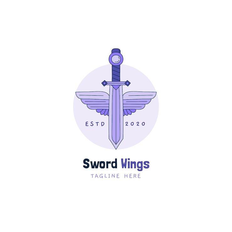 Vector gratuito diseño de logotipo de alas de espada