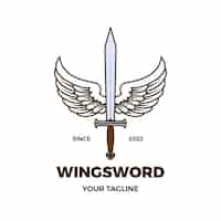 Vector gratuito diseño de logotipo de alas de espada