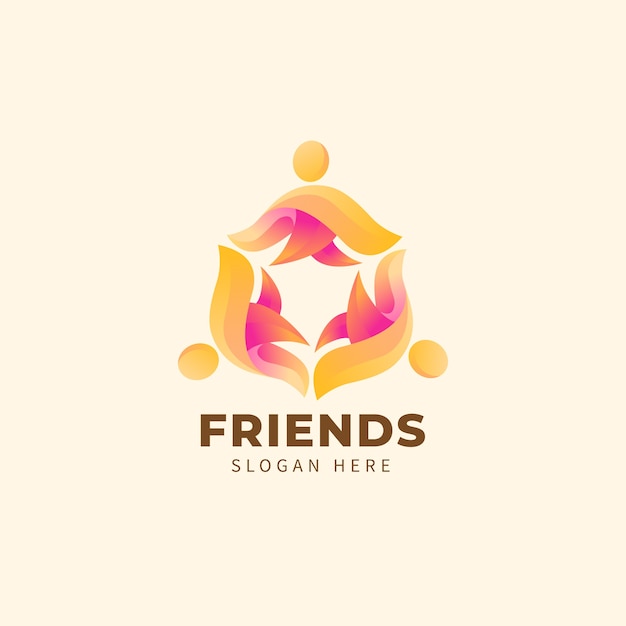 Vector gratuito diseño de logotipo de amigos degradados