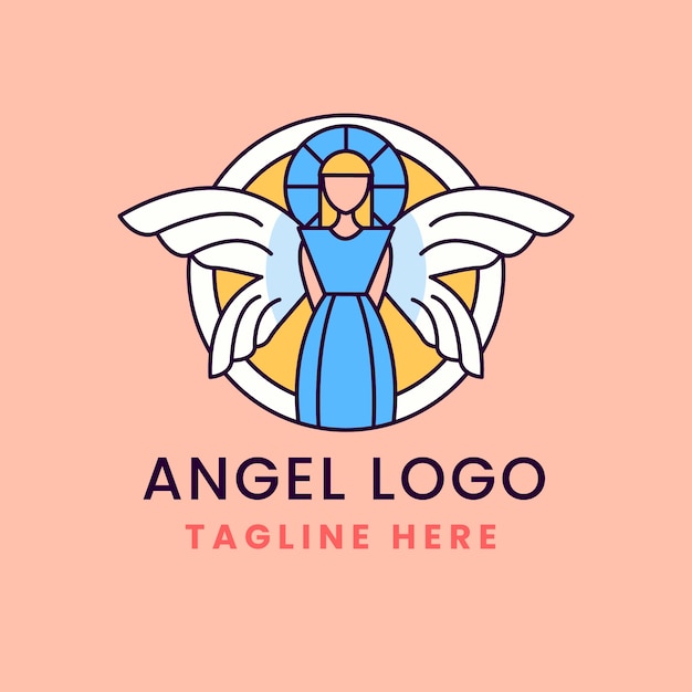 Vector gratuito diseño de logotipo de ángel dibujado a mano