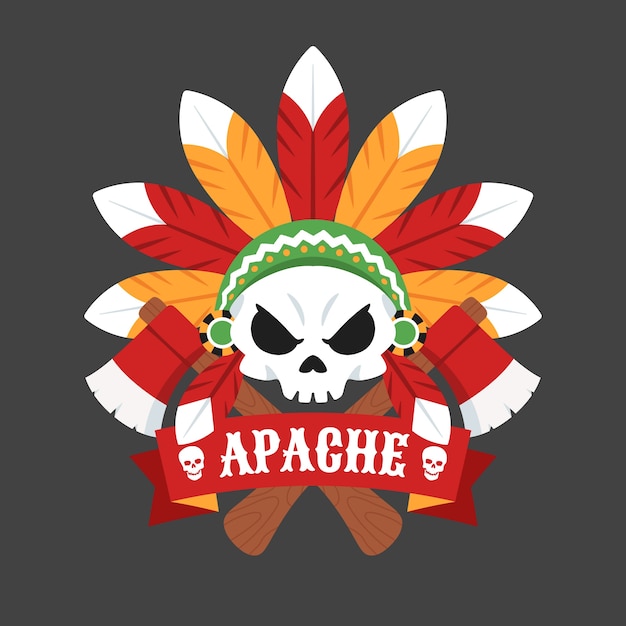 Vector gratuito diseño de logotipo apache dibujado a mano