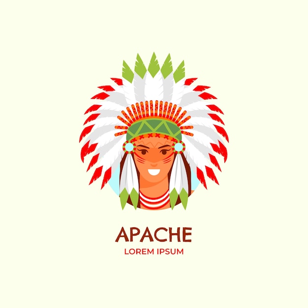 Diseño de logotipo apache dibujado a mano