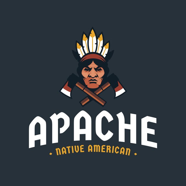 Diseño de logotipo apache dibujado a mano