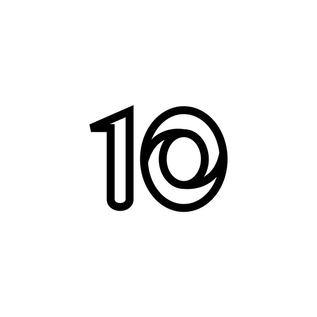 Diseño de logotipo de arte de línea de números vectoriales