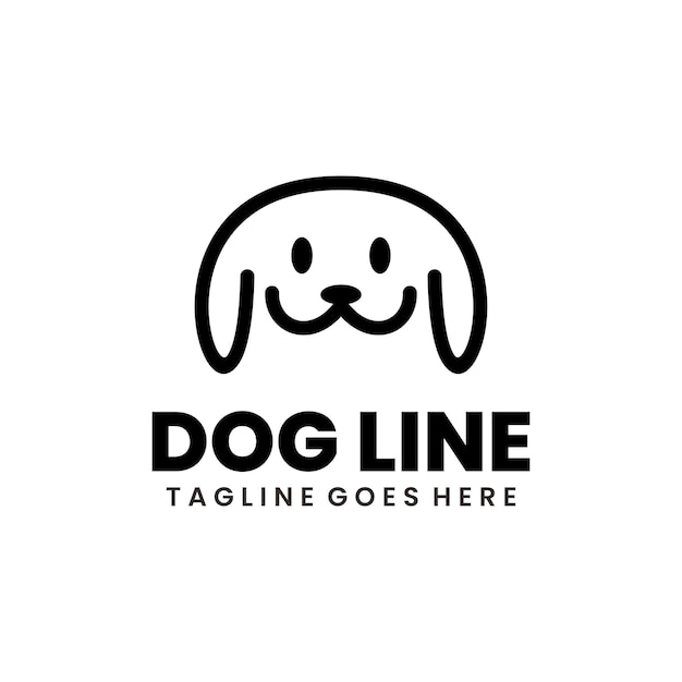 diseño de logotipo de arte lineal de línea de perro