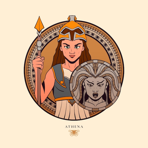 Diseño de logotipo de atena dibujado a mano