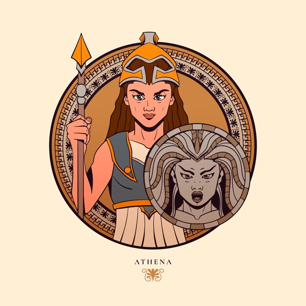 Diseño de logotipo de atena dibujado a mano