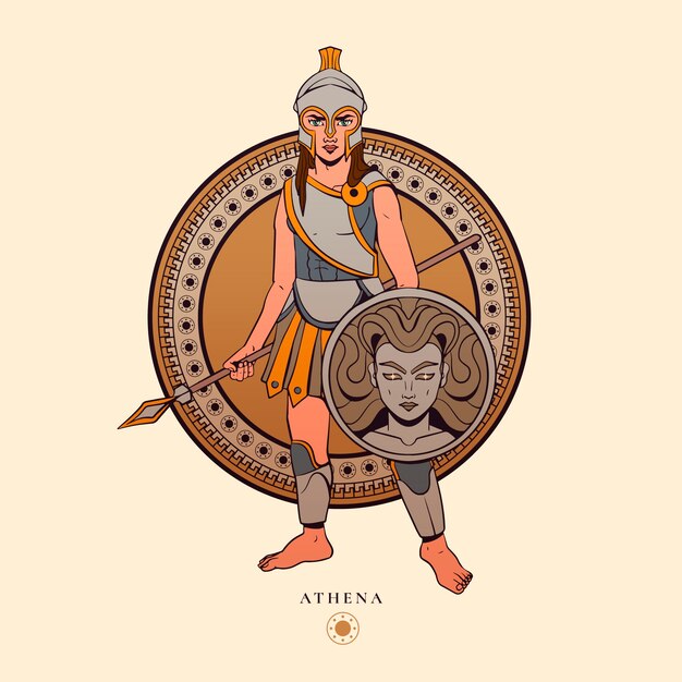 Diseño de logotipo de atena dibujado a mano