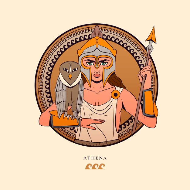 Diseño de logotipo de atena dibujado a mano