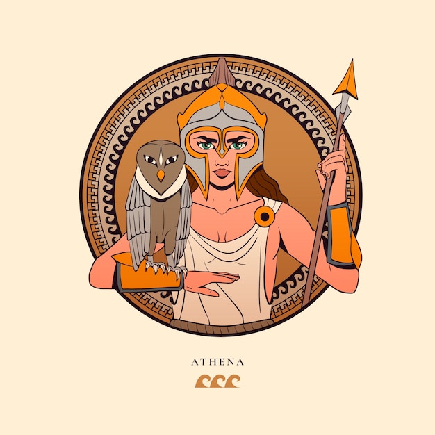 Diseño de logotipo de atena dibujado a mano