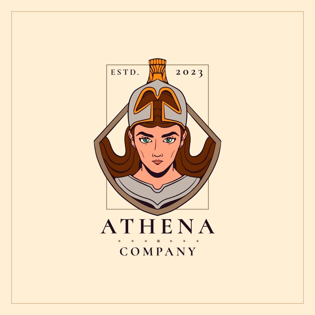 Diseño de logotipo de atena dibujado a mano