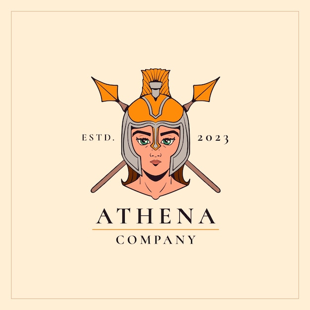 Diseño de logotipo de atena dibujado a mano