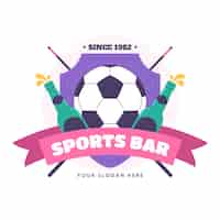 Vector gratuito diseño de logotipo de bar deportivo de diseño plano