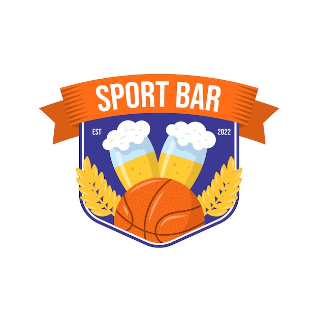 Vector gratuito diseño de logotipo de bar deportivo de diseño plano