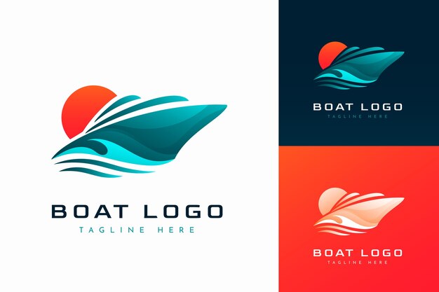 Diseño de logotipo de barco degradado