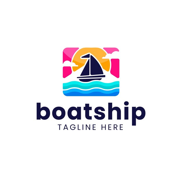 Diseño de logotipo de barco de diseño plano