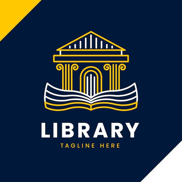 Diseño de logotipo de biblioteca de diseño plano