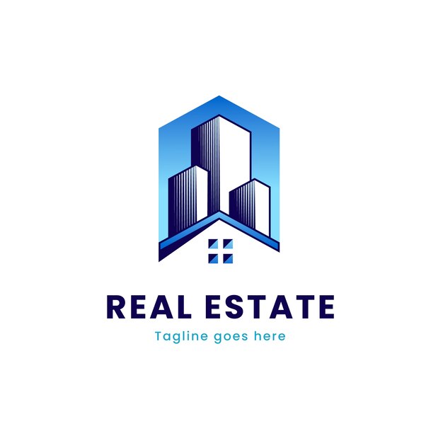 Diseño del logotipo de bienes raíces en gradiente