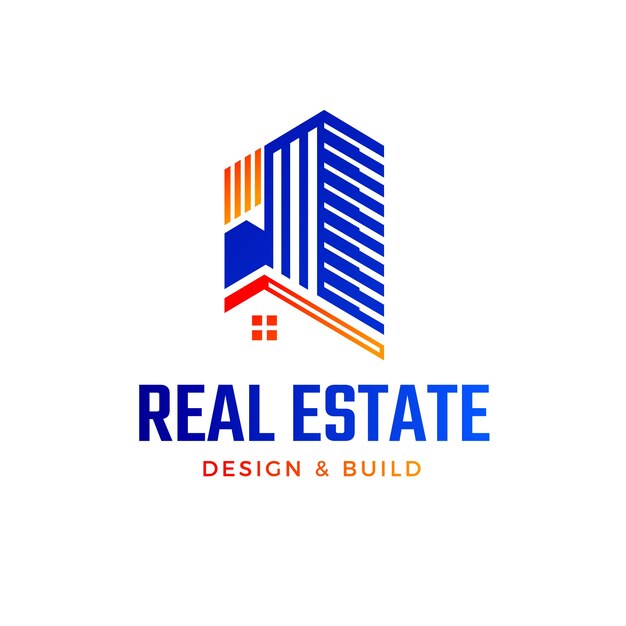 Diseño del logotipo de bienes raíces en gradiente