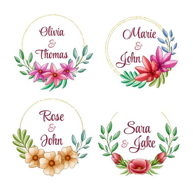 Diseño de logotipo de boda en acuarela