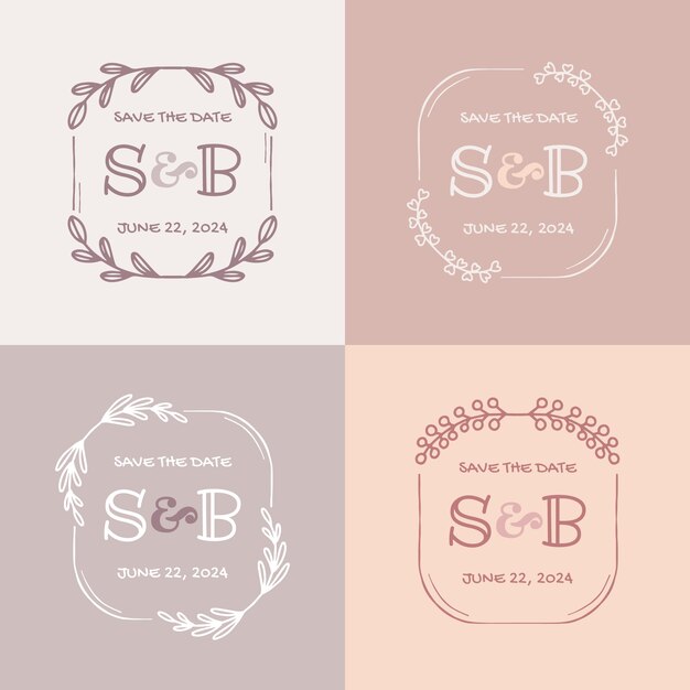 Diseño de logotipo de boda dibujado a mano