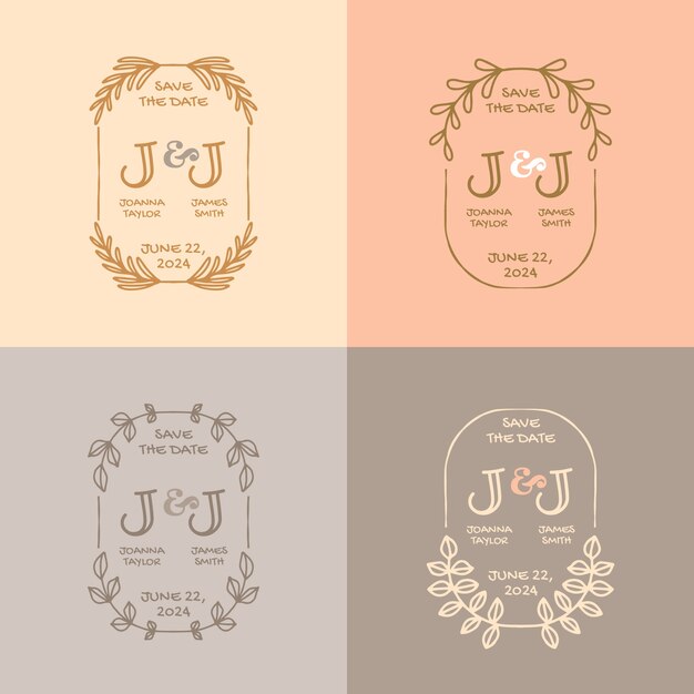 Diseño de logotipo de boda dibujado a mano