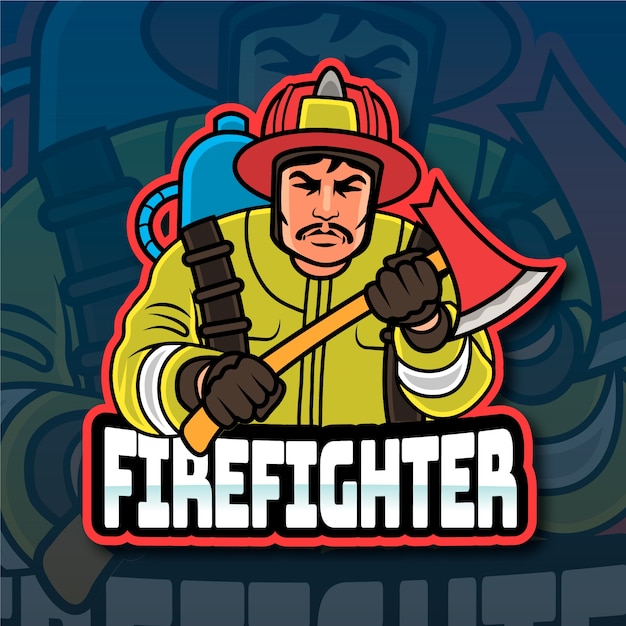 Diseño del logotipo del bombero dibujado a mano