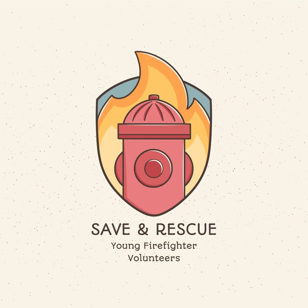Diseño del logotipo del bombero dibujado a mano