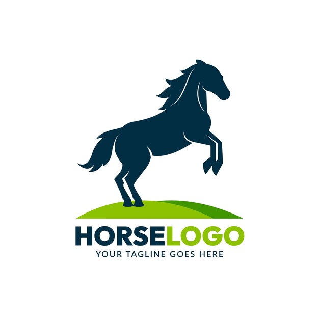 Diseño de logotipo de caballo de caballo de diseño plano