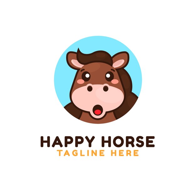 Diseño de logotipo de caballo dibujado a mano