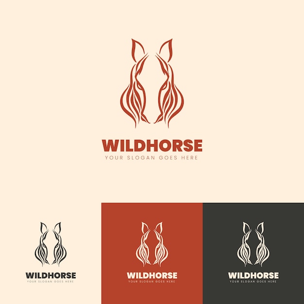 Diseño de logotipo de caballo dibujado a mano